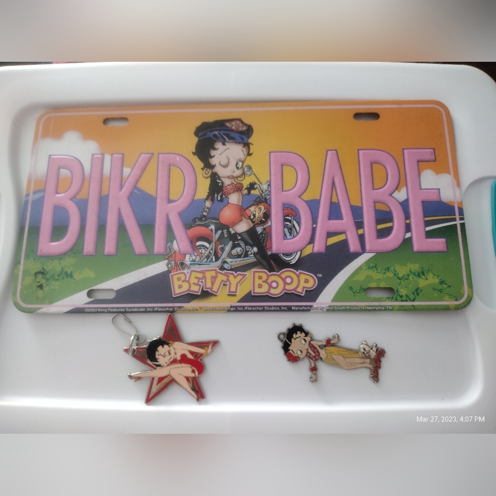 BETTY BOOP License Plate Collector Series BIKR BABE Biker Babe, Child Safe Edges